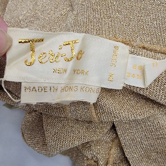 Vintage Jeri Jo New York Gold Metal thread Knit Top Long Maxi Skirt Hong Kong M - Picture 13 of 14